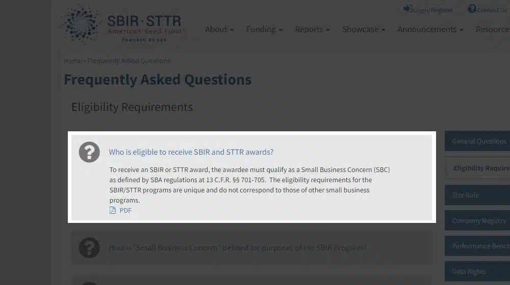 SBIR and STTR Eligibility