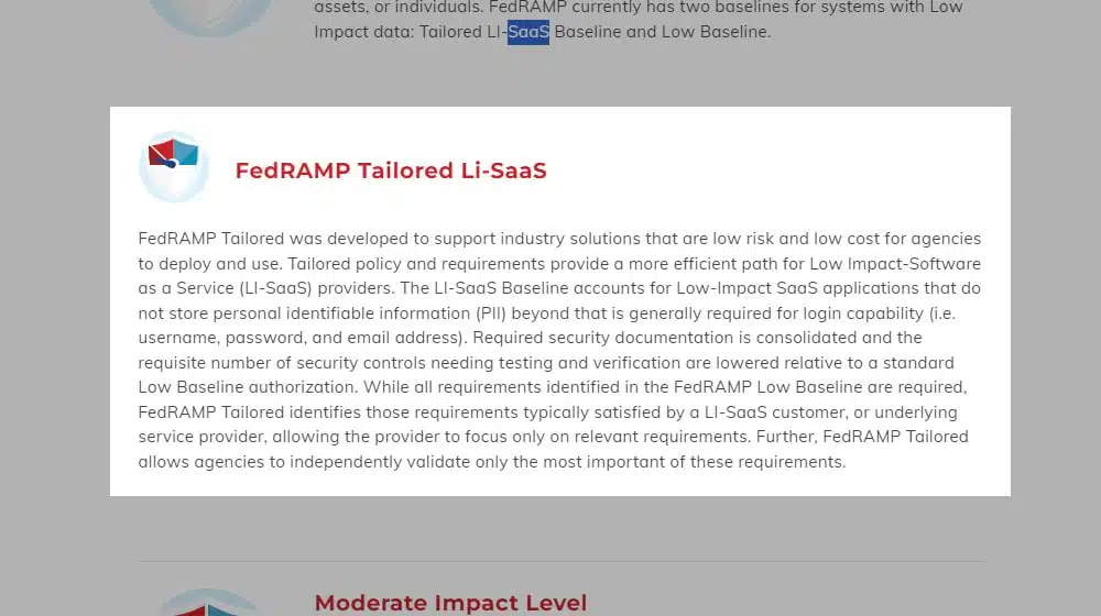 FedRAMP Tailored LI-SaaS