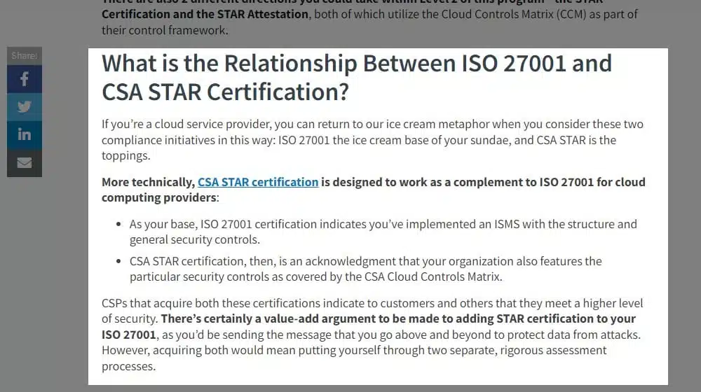 CSA STAR Program ISO 27001 Relationship