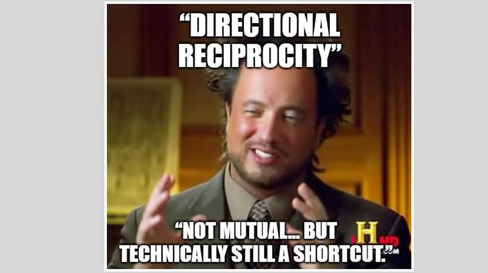 Overlapping Costs And Directional Reciprocity