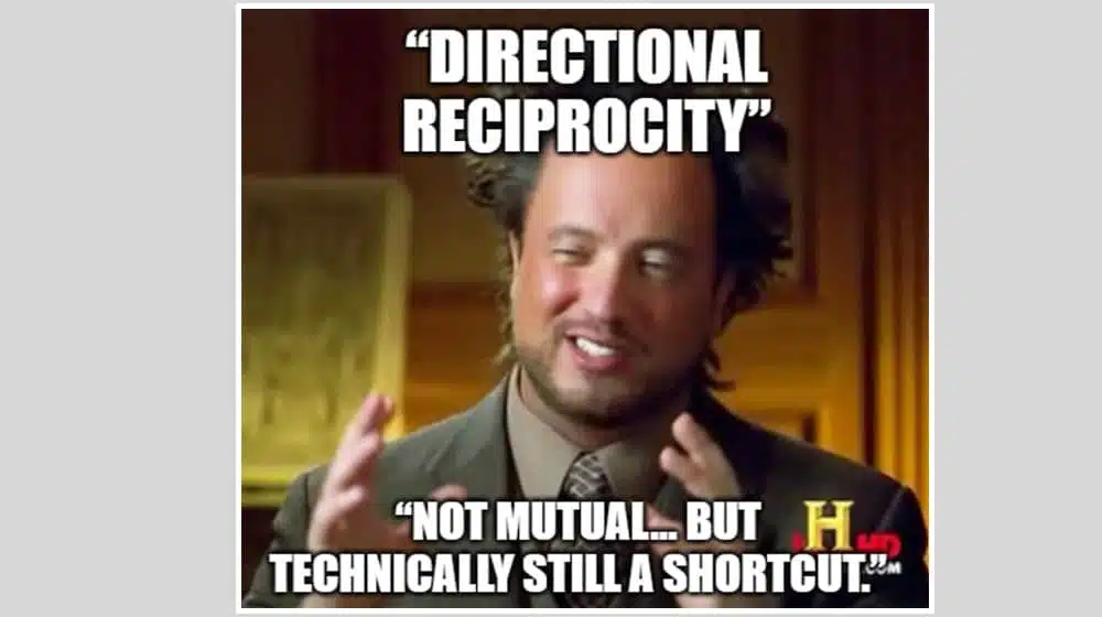 Overlapping Costs And Directional Reciprocity