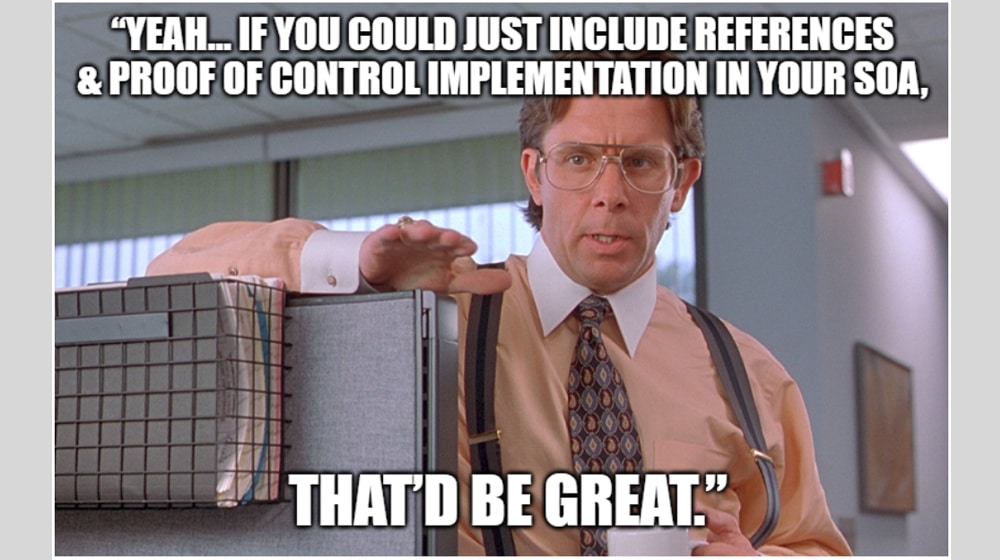 You Failed To Include References And Proof Of Control Implementation